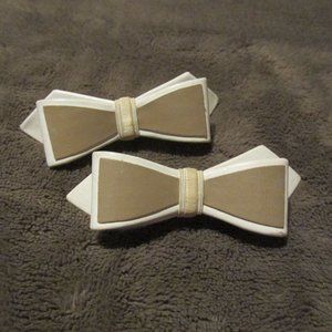 Vintage Shoe clip on bows. Shoe jewelry. Leather